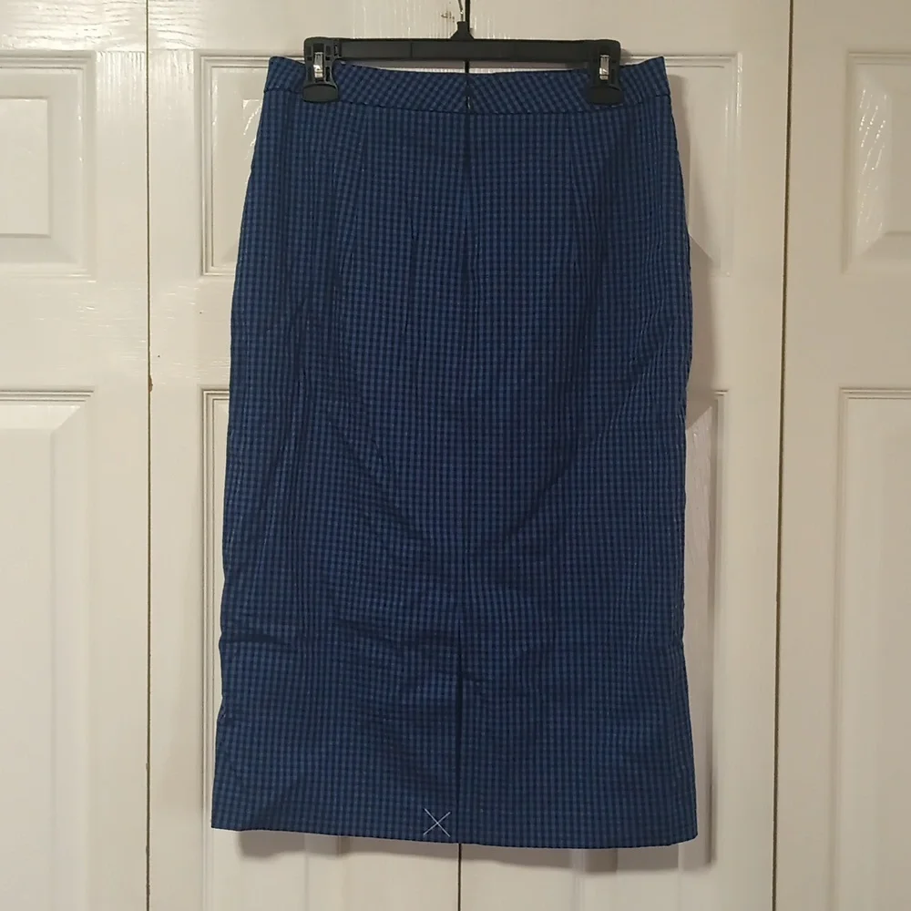 Club Monaco Gingham Pencil Skirt Blue And Black